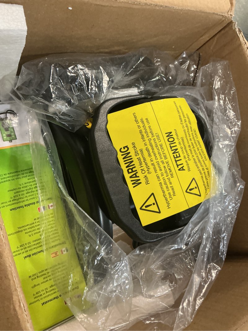 Condition photo showing As Is for BioGreen Electric Greenhouse Heater & Fan with Digital Thermostat PALMA | 1500 Watts, 5100 BTU/hr | 5800 ft³/h Air Circulation -58 to 210.2°F | Stainless Steel | Spraywater Proof Black