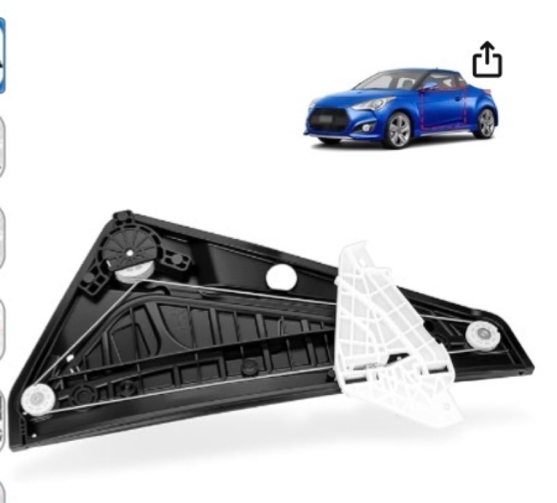 left front power window regulator driver side (lh) compatible with hyundai veloster 1.6l 2012 2013 2