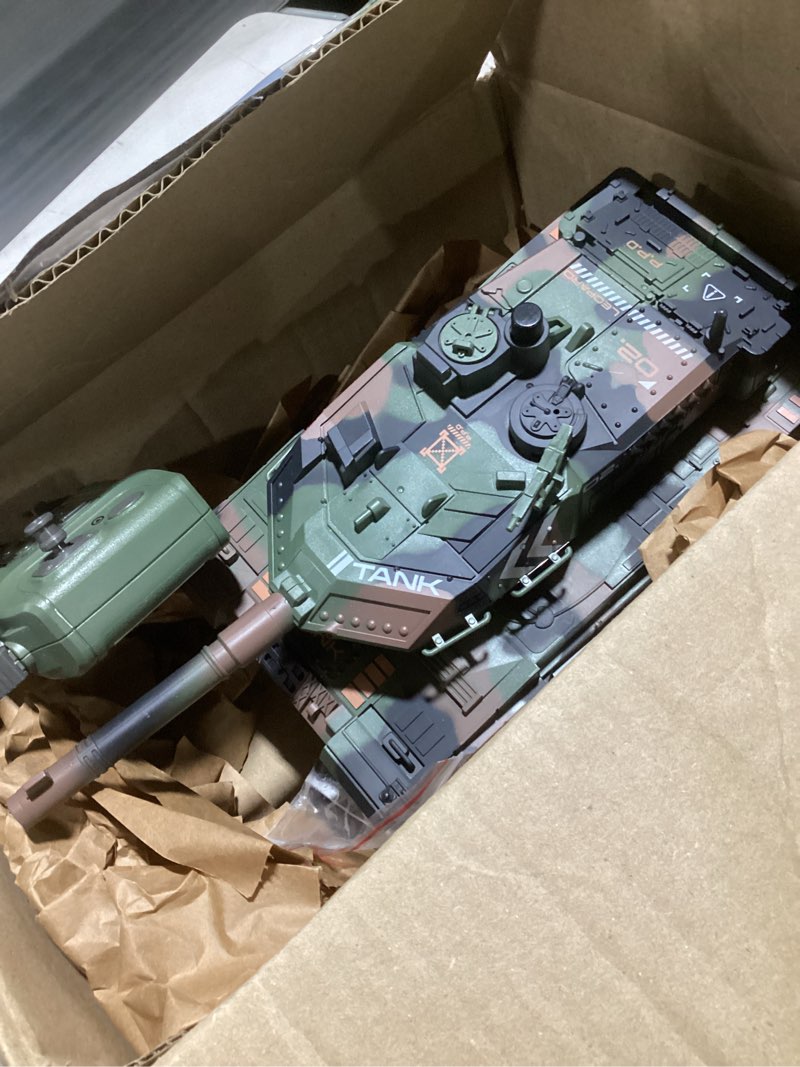 Condition photo showing Good Condition for RC Tank - 2.4Ghz Remote Control Army Tank Toys with Auto Demo Sound Light Smoke - 13 Channel Military Vehicles Model Gift for Kids Adults Boys Age 6-8 9-12, Army Green