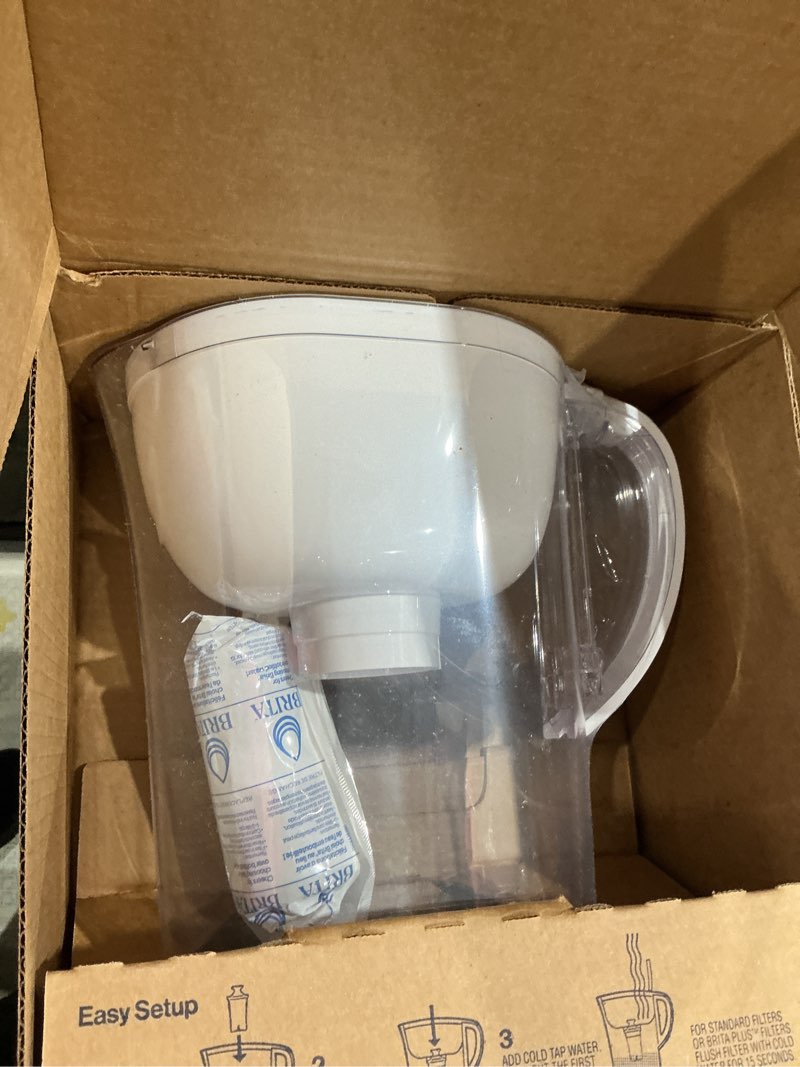 Condition photo showing Good Condition for brita large water filter pitcher for tap and drinking water, includes 1 standard filter, bpa-free, lasts two months, 10-cup capacity, bright white standard white