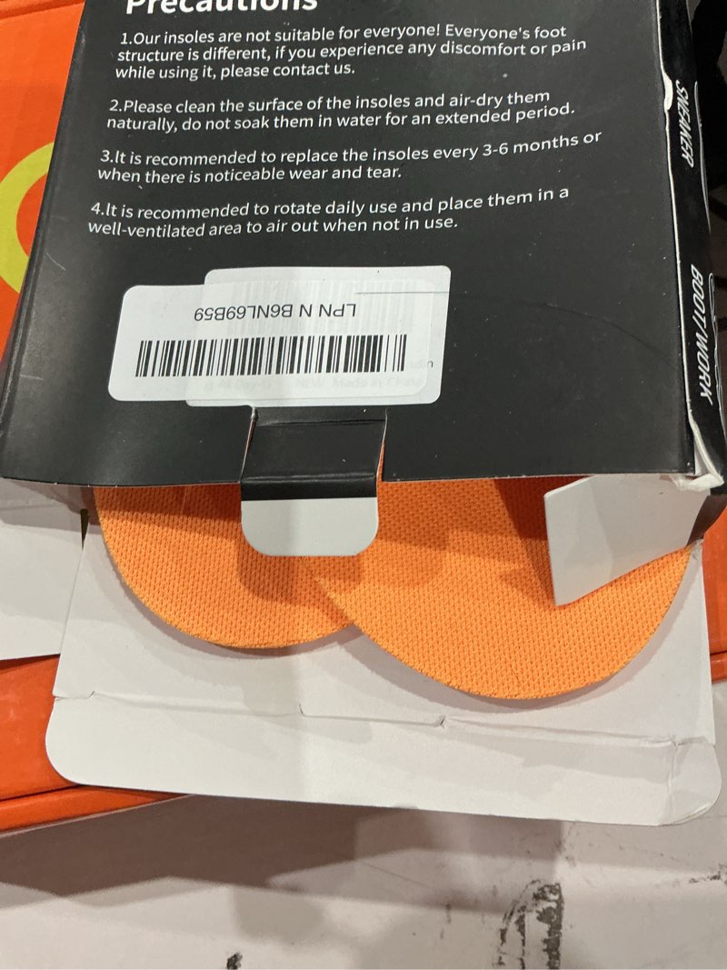 Condition photo showing Good Condition for Arch Support Insoles with Metatarsal Pads, Orthotic Inserts for Metatarsalgia, Morton's Neuroma, Plantar Fasciitis, Ball of Foot Pain Relief, Man Women Insole for Standing All Day-G G(Men's 11-12 / Women's 12-13)--300mm Dp01-meta(orange)