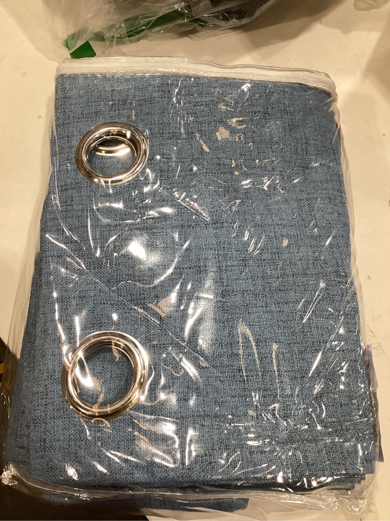 Condition photo showing Good Condition for MIULEE Linen Texture Curtains for Bedroom Solid 100% Blackout Thermal Insulated Dusty Blue Curtains Grommet Room Darkening Drapes Luxury Decor for Living Room Nursery 52x84 Inch (2 Panels) Dusty Blue 52"W x 84"L (Pack of 2)