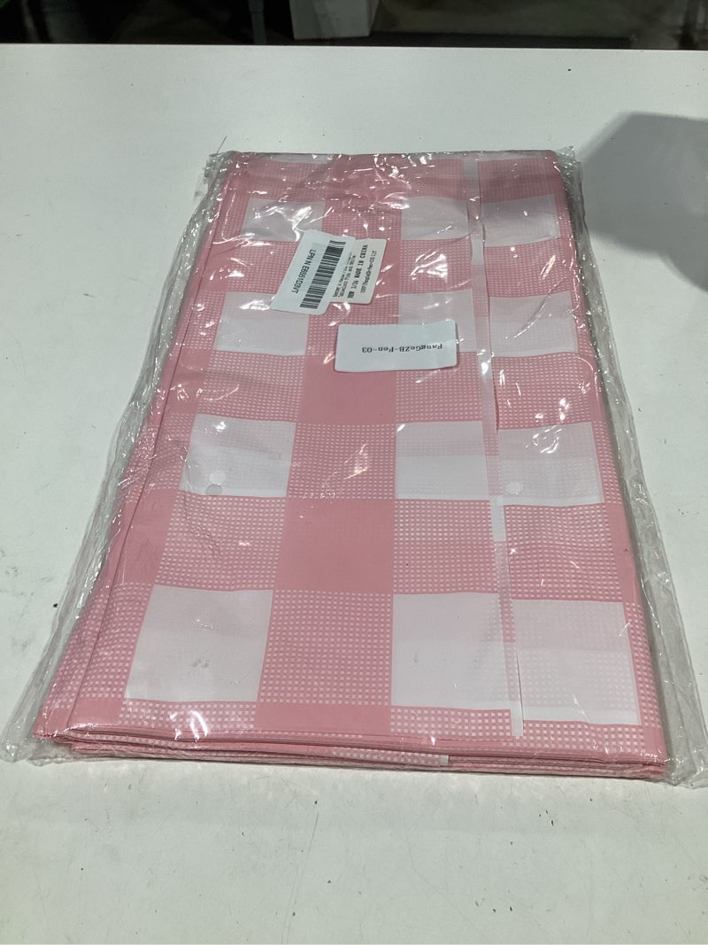 Condition photo showing Good Condition for kesfey 3 packs pink gingham tablecloth pink and white checkered tablecloths 54 x 108 inches disposable plastic gingham tablecovers waterproof rectangle picnic table covers for birthday party supplies pink and white 3