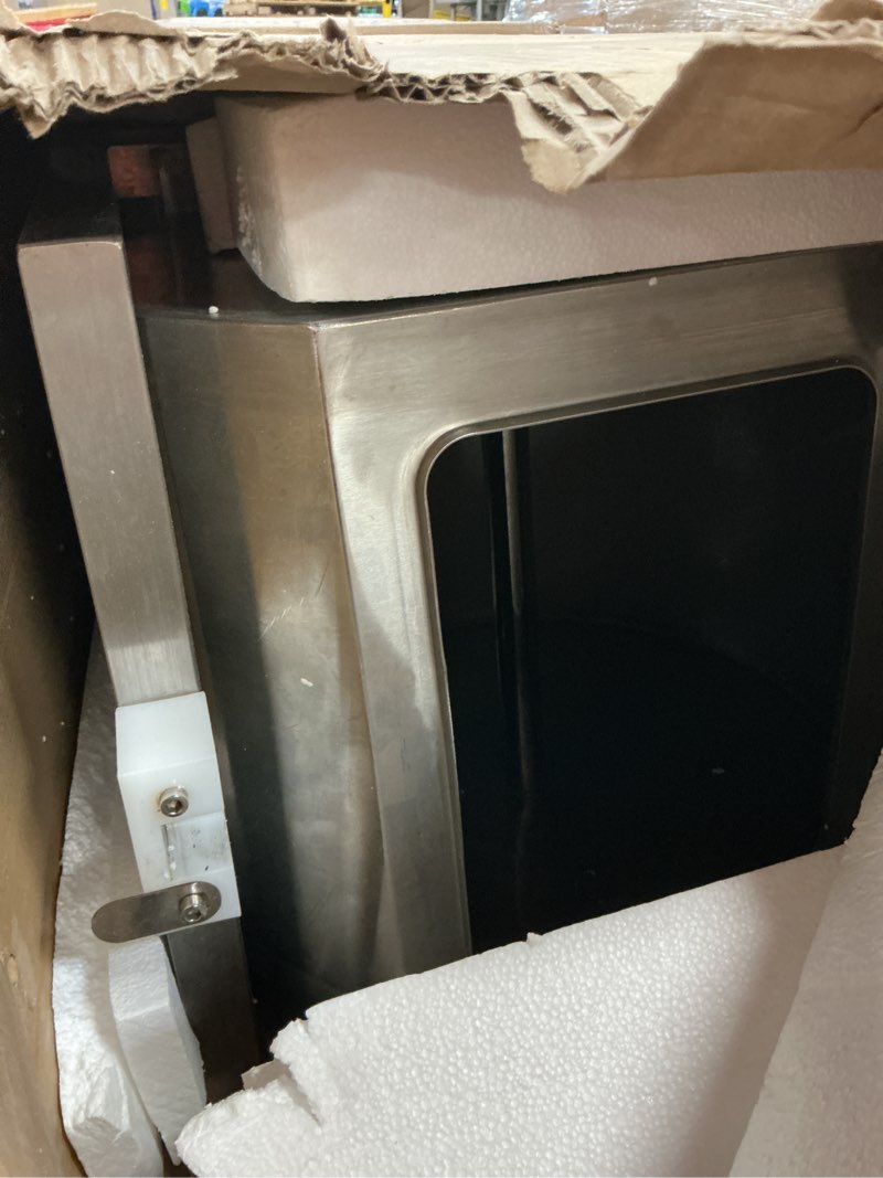 Condition photo showing As Is for vevor commercial meat tumbler marinator, 40l vacuum tumbler marinating machine with bidirectional rotation and 3-speed, stainless steel vacuum curing machine for chicken pork fish, steak house 40l silver