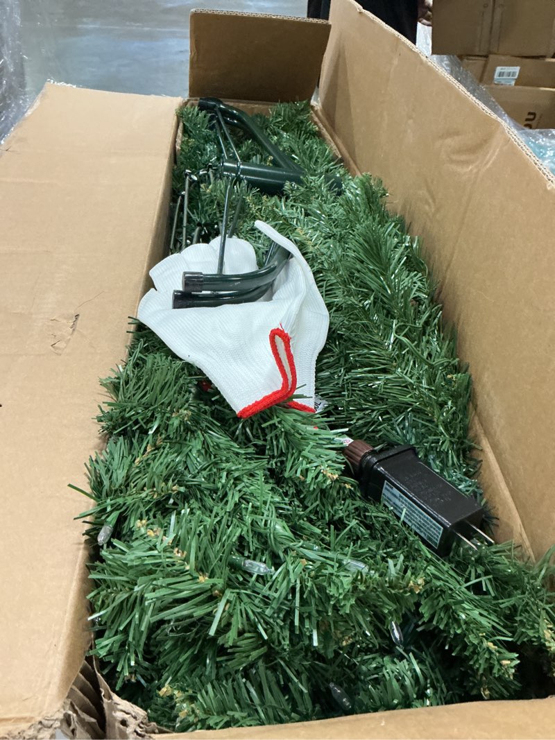 Condition photo showing Good Condition for 7.5 FT Prelit Christmas Tree, Artificial Spruce Christmas Tree with 350 Warm White LED Lights, 1100 PVC Branch Tips, Easy Assembly/Metal Stand/Hinged Branches Decoration PVC Color+Cleae Lights 7ft 6in