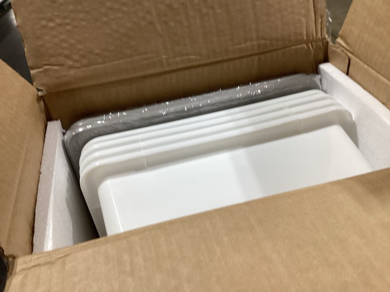 Condition photo showing New/Like New for Amazon Basics Plastic Storage Containers with Secure Latching Lids, Stackable Organization Bins, Clear/Grey, 12 Quart, Set of 6 12 Qt. - 6 Pack
