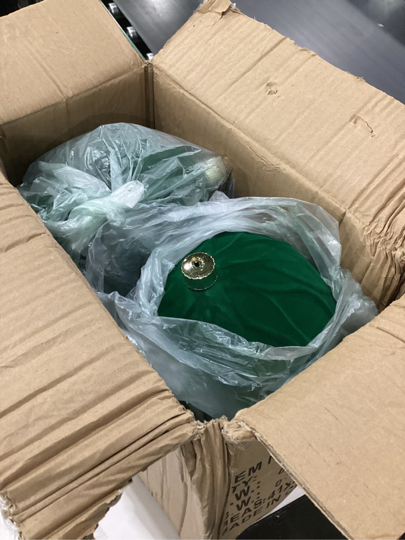 Condition photo showing New/Like New for Lanpn 4 Pcs 8" Large Christmas Ornaments, Oversized Velvet Xmas Tree Ball, Big Flocked Christmas Tree Ornament, Shatterproof Plastic Balls for Yard Lawn Holiday Hanging Decor, Dark Green Dark Green 8"/ 4 pcs