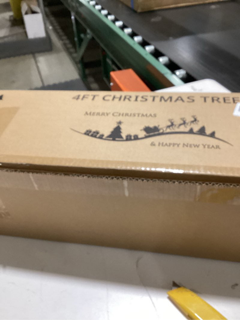 Condition photo showing New/Like New for 4FT Pre-lit Christmas Tree Fir with Remote Control, 250 Warm White Multi-Color Lights, Hinged/Feel R