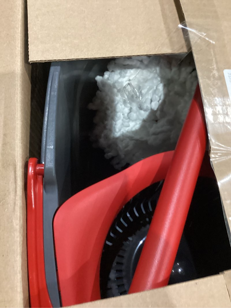 Condition photo showing As Is for O-Cedar EasyWring Microfiber Spin Mop, Bucket Floor Cleaning System, Red, Gray, Standard Easywring Spin Mop & Bucket