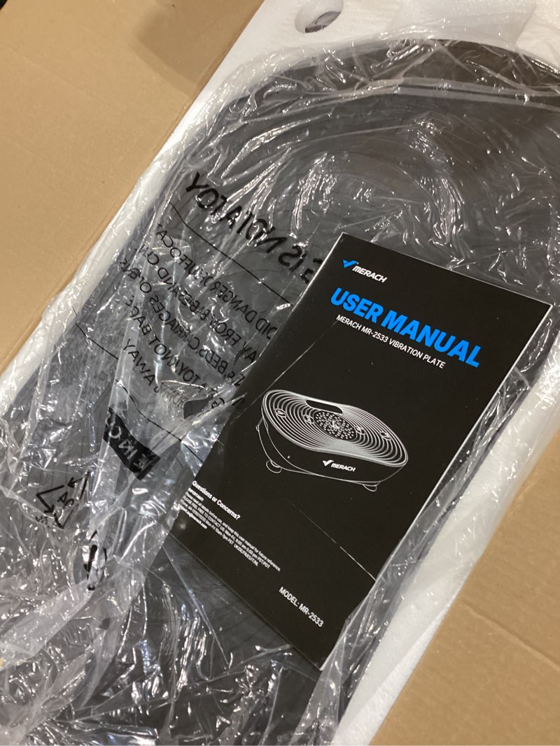 Condition photo showing New/Like New for merach vibration plate exercise machine, vibrating platform for lymphatic drainage weight loss muscle activation, full body home exercise equipment with led touch screen bluetooth pull cord