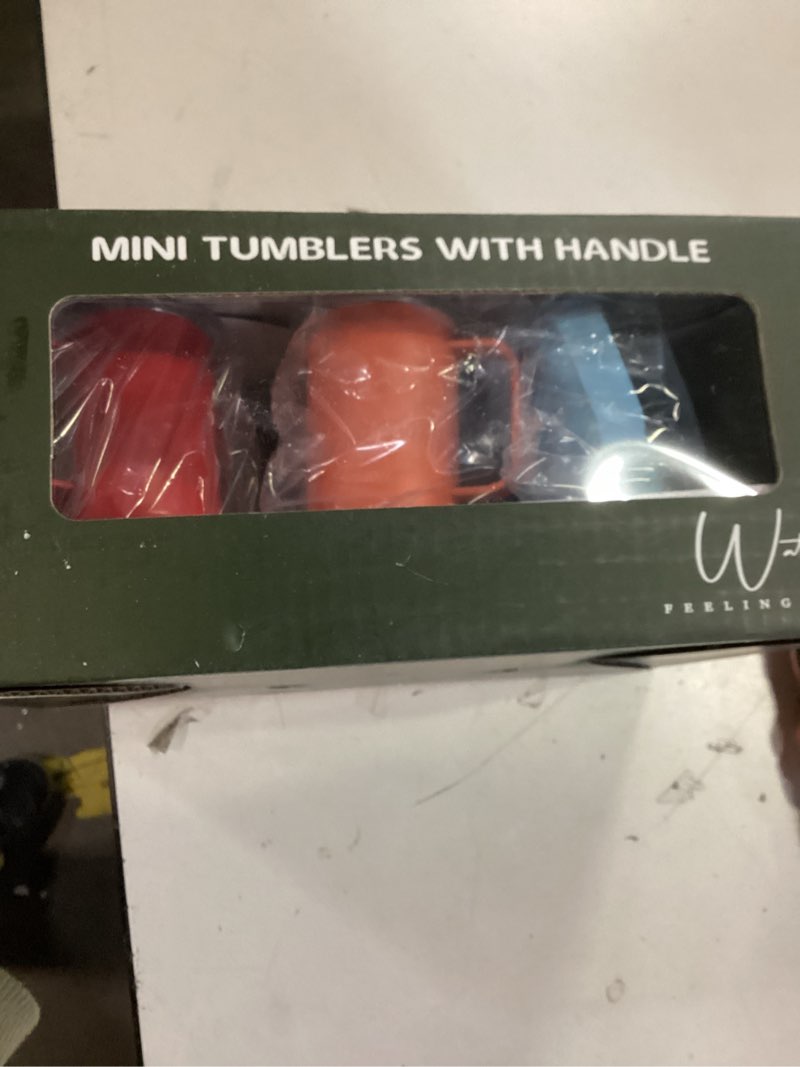 Condition photo showing New/Like New for Watine 2.5 oz Mini Tumbler Shot Glass Set with Handle - Stainless Steel, Double Insulated, Cute Shot Glasses, Funny Gifts, Beach Birthday Party Decorations, Mini Fridge Containers - 6 Pack Colored Multicolor