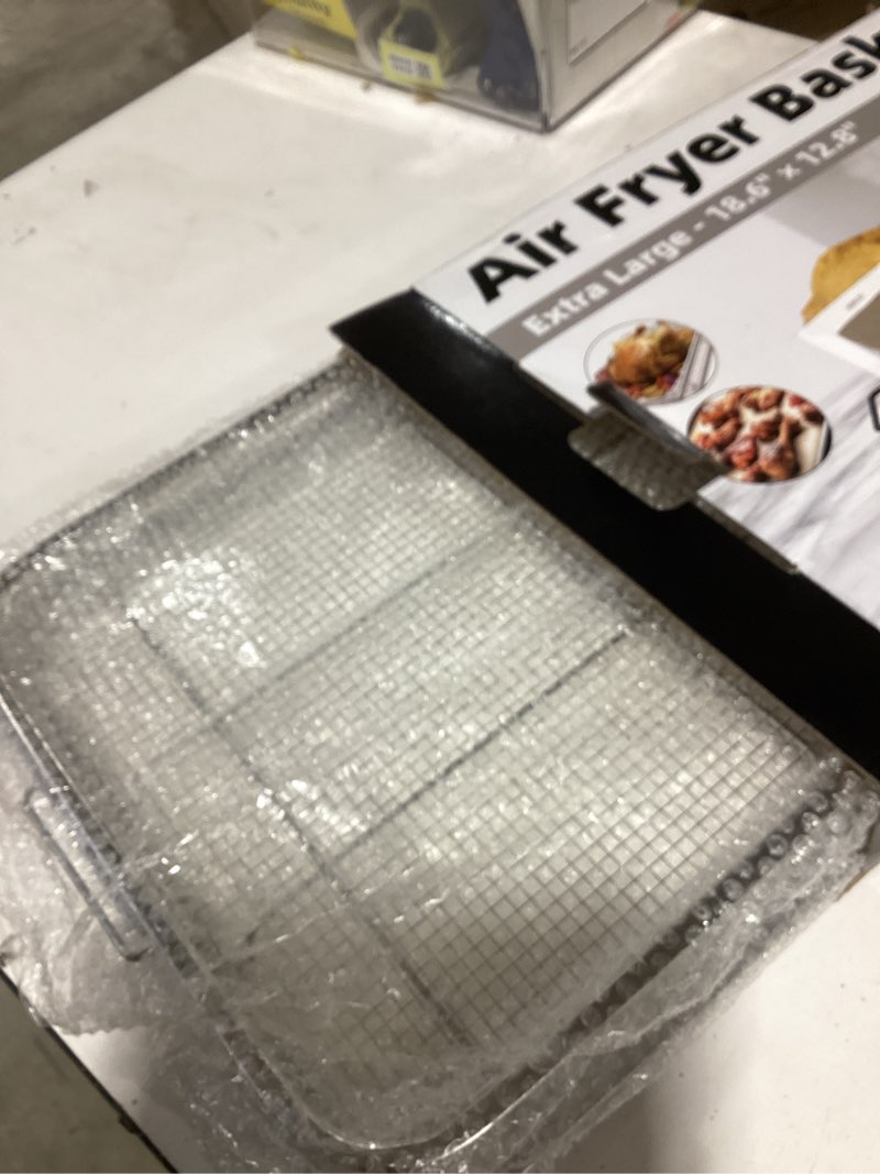 Condition photo showing New/Like New for Air Fryer Basket for Oven, OPENICE 18.6" x 12.8" Air Fryer Basket and Tray Set, Extra Large Stainless Steel Air Fryer Pan Crisper Tray for Crisping Fried, Chicken, Bacon