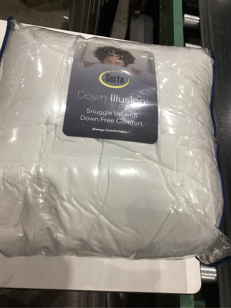 Condition photo showing Good Condition for serta down illusion soft hypoallergenic 2 inch pillowtop simple fit mattress topper, queen, white queen white