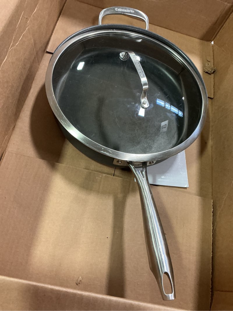 Condition photo showing As Is for Cuisinart Contour Hard Anodized 5 Quart Sauté Pan w/Helper Handle & Cover