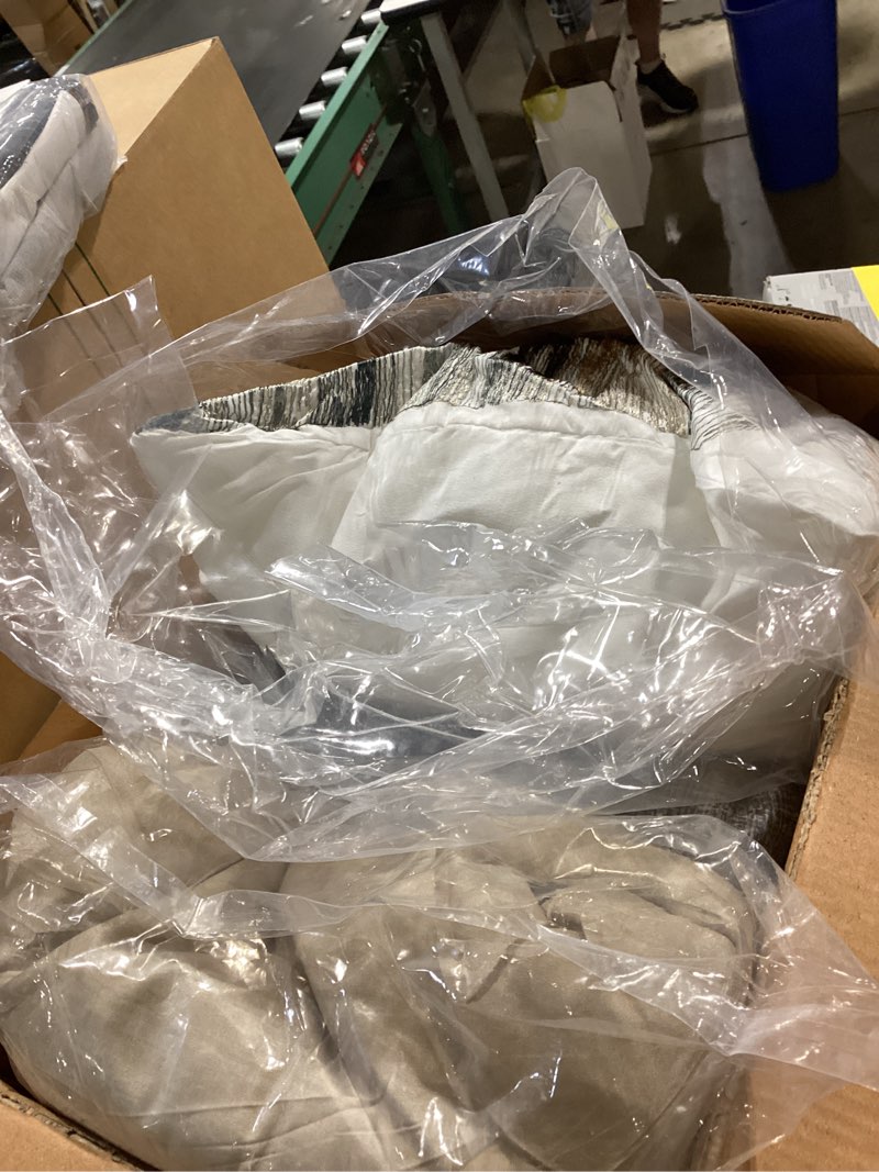 Condition photo showing Good Condition for madison park essentials twin comforter set, bed in a bag twin, watercolor print coastal comforter & chambray cotton sheet set, all season bedding set, saben, taupe twin (68 in x 86 in) 7 piece twin (68 in x 86 in) stripe taupe