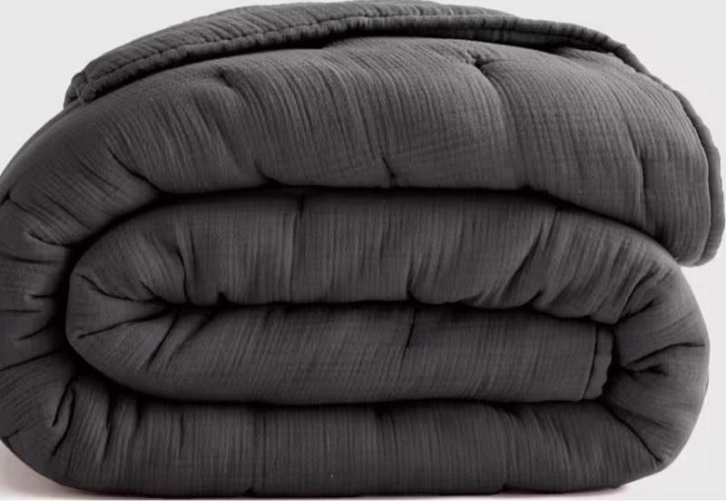 organic cotton gauze blanket, king/cal king, charcoal