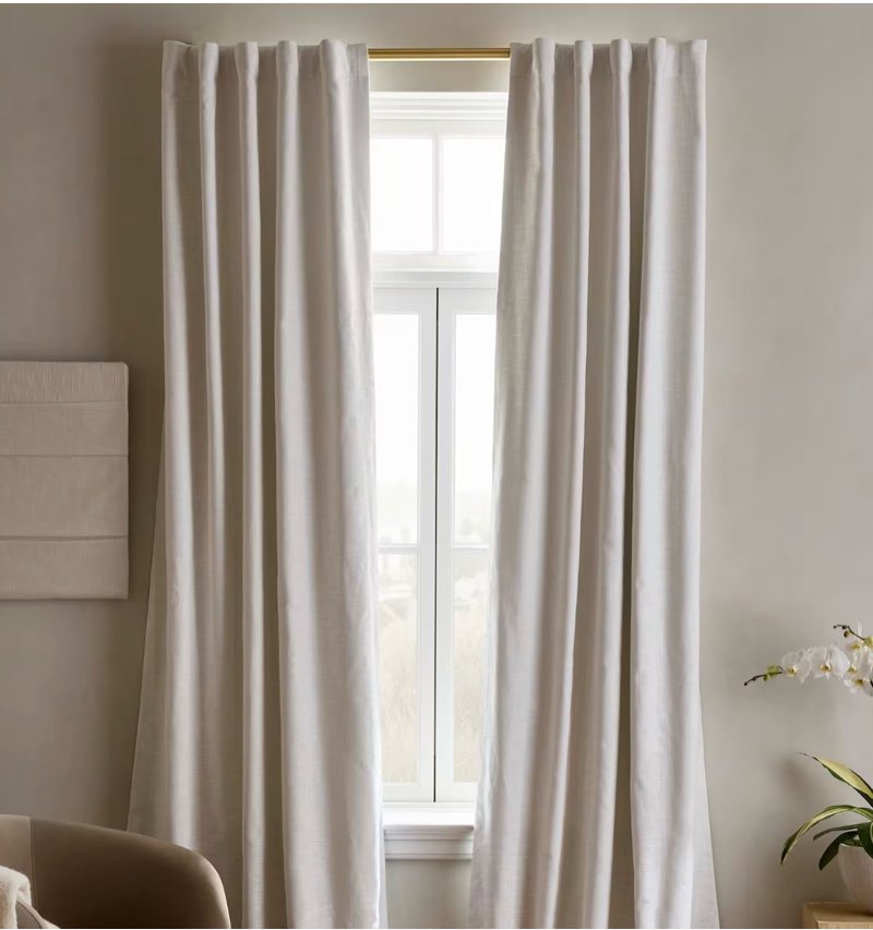 Textured Cotton Room Darkening Curtain, 48x108, White