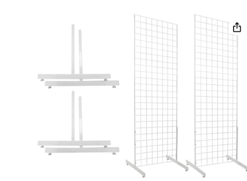 white wire grid display legs - set of 4 (for use with any existing 2’w grid or slat grid panels)