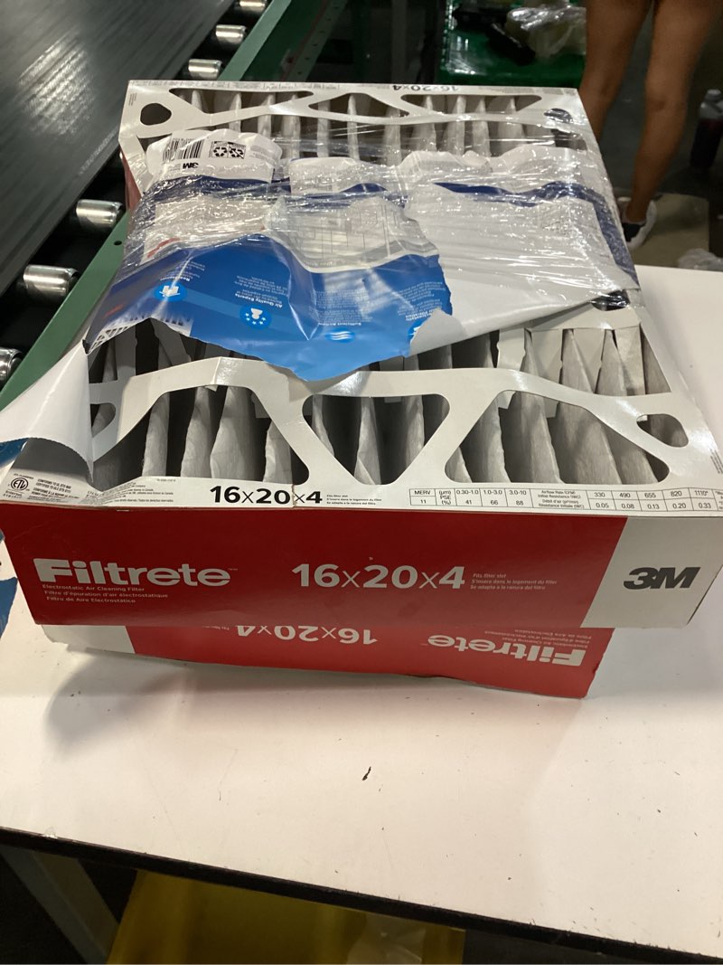 Condition photo showing As Is for filtrete 16-in w x 20-in l x 4-in merv 11 1000 mpr allergen defense electrostatic pleated air filter (2-pack)