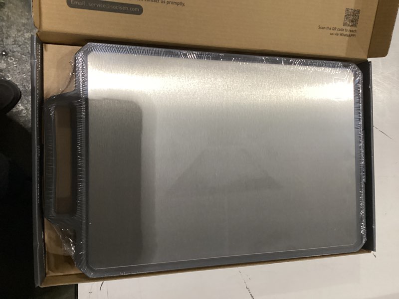 Condition photo showing New/Like New for Titanium Cutting Boards for Kitchen Non Toxic Chopping Board with Handle Large Big Small Kitchen Meat Butcher Block 2 in 1 Pure Titanium and Wheat Straw PP Not Wood Bamboo Plastic Teak Grey/Beige 1pc: 17.1"L × 10.8"W Grey/Beige