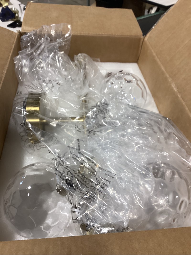 Condition photo showing Good Condition for similar product gold semi flush mount bubble chandelier light fixture - 19 hand-blown colorful glass globes, mid century modern ceiling light for bedroom, living room, kitchen, bathroom & hallway 19.3in gold & colorful