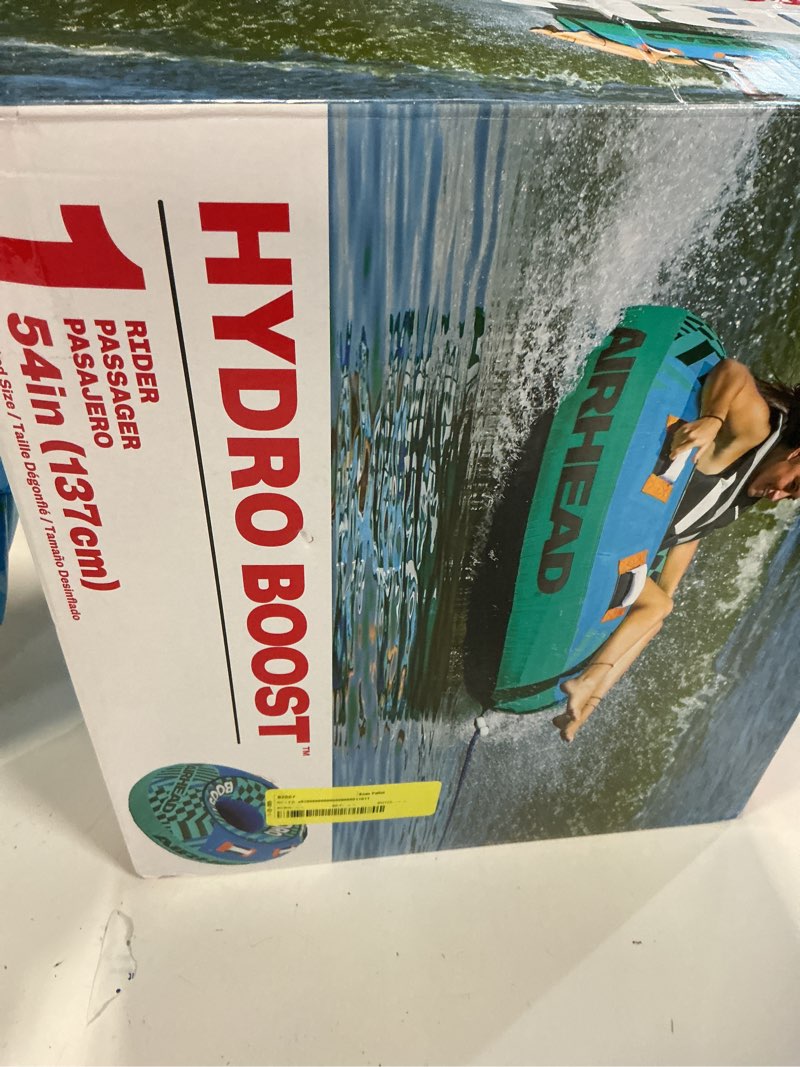 Condition photo showing Good Condition for airhead hydro boost 1 person nylon towable tube, 54" deflated size, max capacity 170 lbs