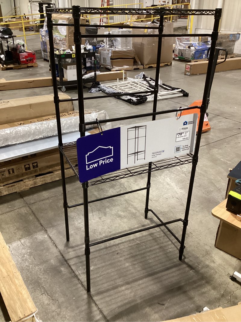 Condition photo showing As Is for project source 23.3-in w x 31.4-in d x 68-in h 5 -tier black metal wire storage bin rack
