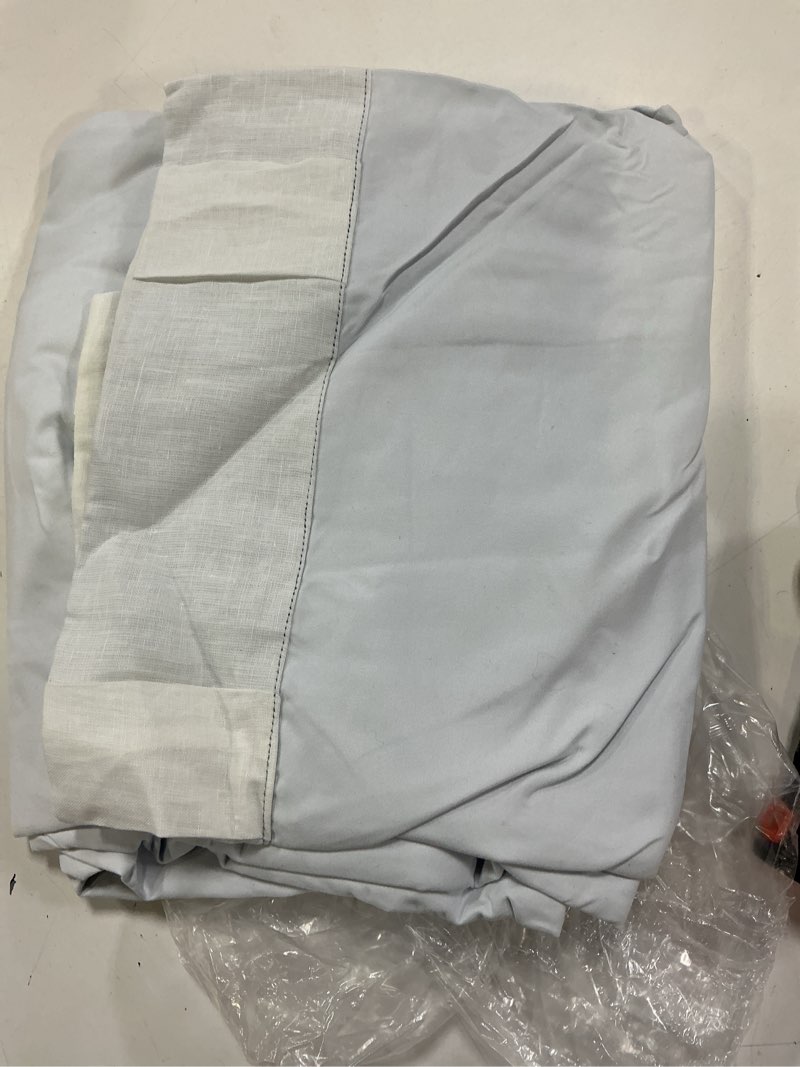 Condition photo showing As Is for quince european linen true blackout curtain - single panel, 48x84, white