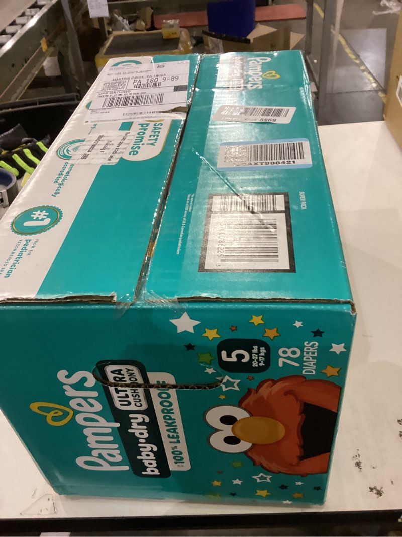 Condition photo showing New/Like New for Pampers Diapers - Baby Dry - Size 5, 78 Count, Absorbent Disposable Infant Diaper (Packaging May Vary)