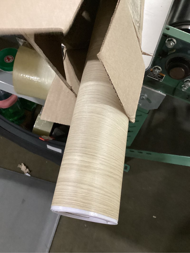 Condition photo showing As Is for boobest 354"x24" wide light wood contact paper peel and stick beige wood wallpaper waterproof self adhesive wood grain contact paper for kitchen cabinets and drawers classroom desk furniture covering 23.6" x 354.3"