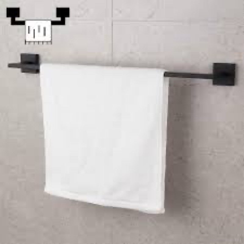 GERZWY 18-Inch Bathroom Towel Bar SUS 304 Stainless Steel Bath Towel Bar Matte Black Modern Square S