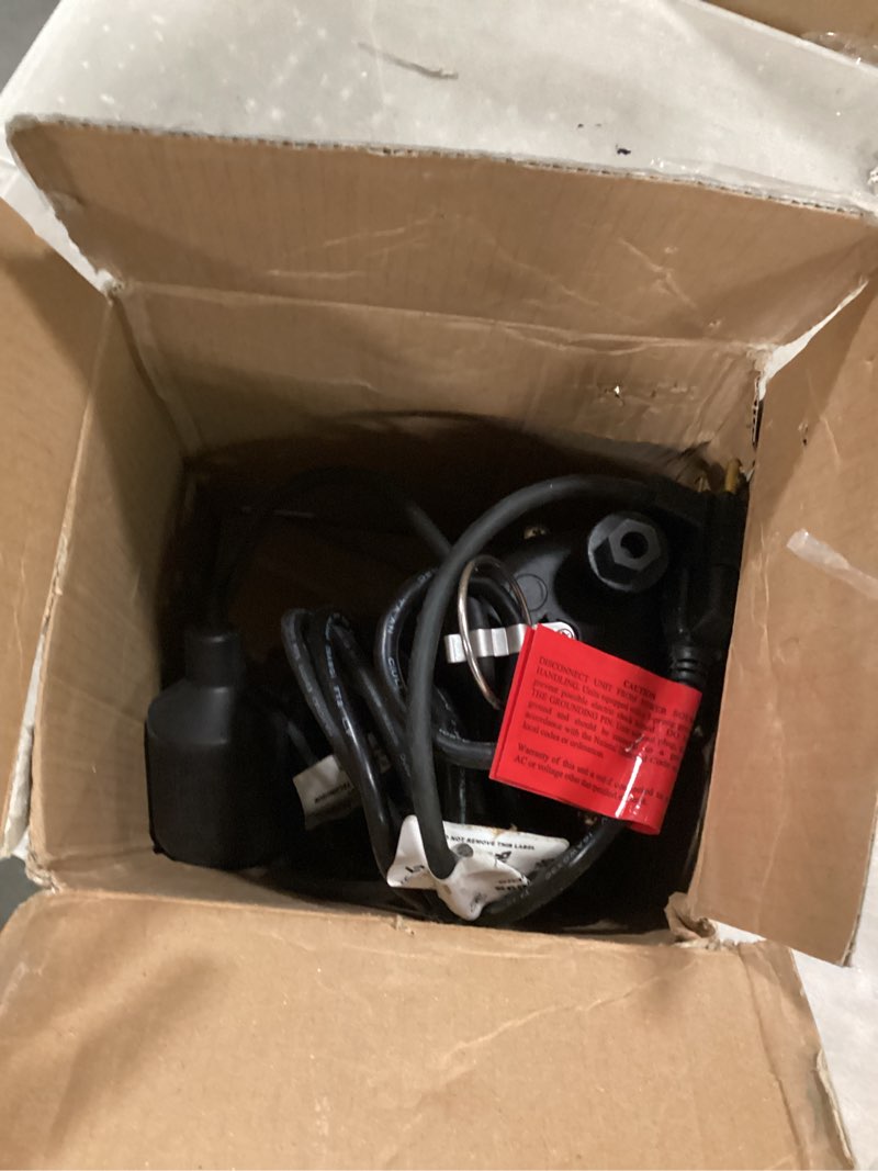 Condition photo showing As Is for red lion rl-sp25t 115-volt, 1/4 hp, 3088 gph aluminum and thermoplastic sump pump with tethered switch and 8-ft. cord, red, 14942739 1/4 hp, tethered switch