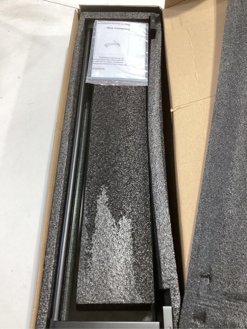 Condition photo showing As Is for Glass Shelf for Bathroom Wall Sheves 24 inch Rectangular Stainless Steel Tempered Glass Modern Stainless Steel Wall Mount Accessories Organizers Storage (Matte Black) Matte Black 24‘’ with Railing