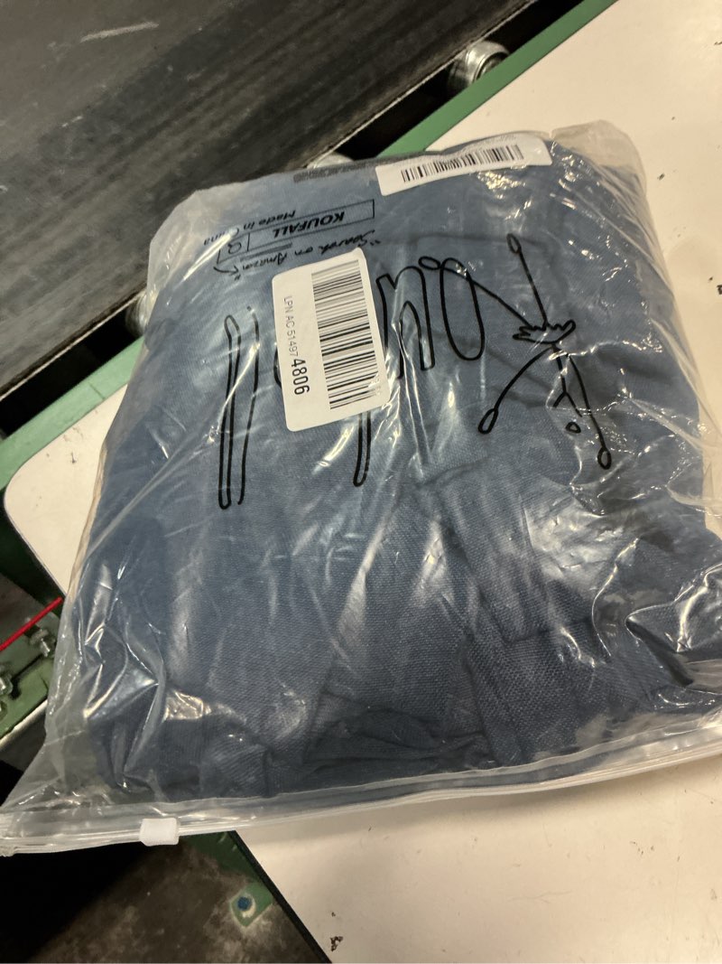 Condition photo showing Good Condition for navy blue curtains 84 inch length for living room 2 panels tab top window drapes light filtering semi sheer indigo dark blue linen curtain for bedroom boys men nautical farmhouse boho decor 52x84 long