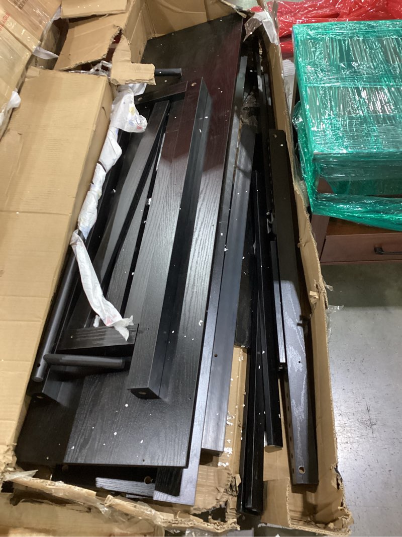 Condition photo showing As Is for Tribesigns Black Large Home Bar Unit, 2-Tier Mini Bar Table Height Pub Table with Footrest, 63-Inch Modern Coffee Bar Cabinet for Home Kitchen, Bistro, Dining Room, Living Room