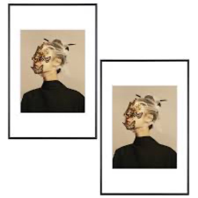 Fkvat 11x17 Picture Frame Set of 2, Matted Black Modern Aluminum Metal Photo Frame, Fits 8.5x11 with