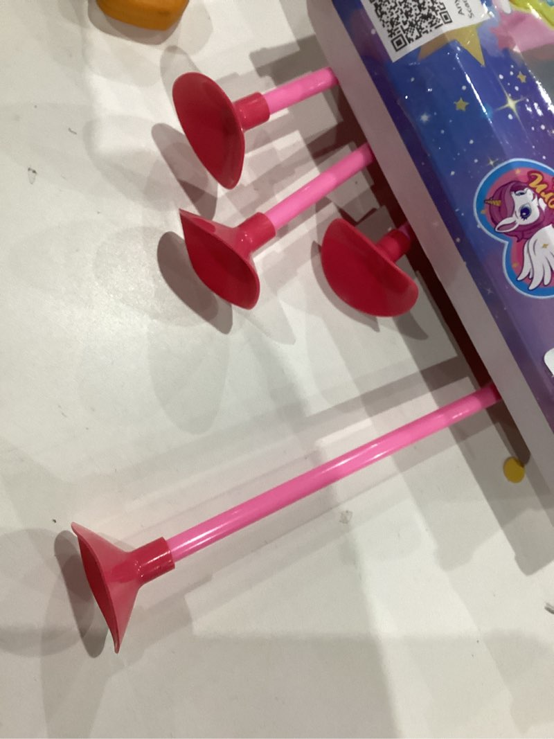Condition photo showing As Is for Unicorn Toys for Girls Ages 3-12, 6 Magic Lights BowArrow(Unicorn Horn, Wings, Star, Upper & Lower Arms), Dreamy Quiver & Princess Target, 8 Pink Suction Arrow, Gift for 3 4 5 6 7 8 9 10 Year Old Girl