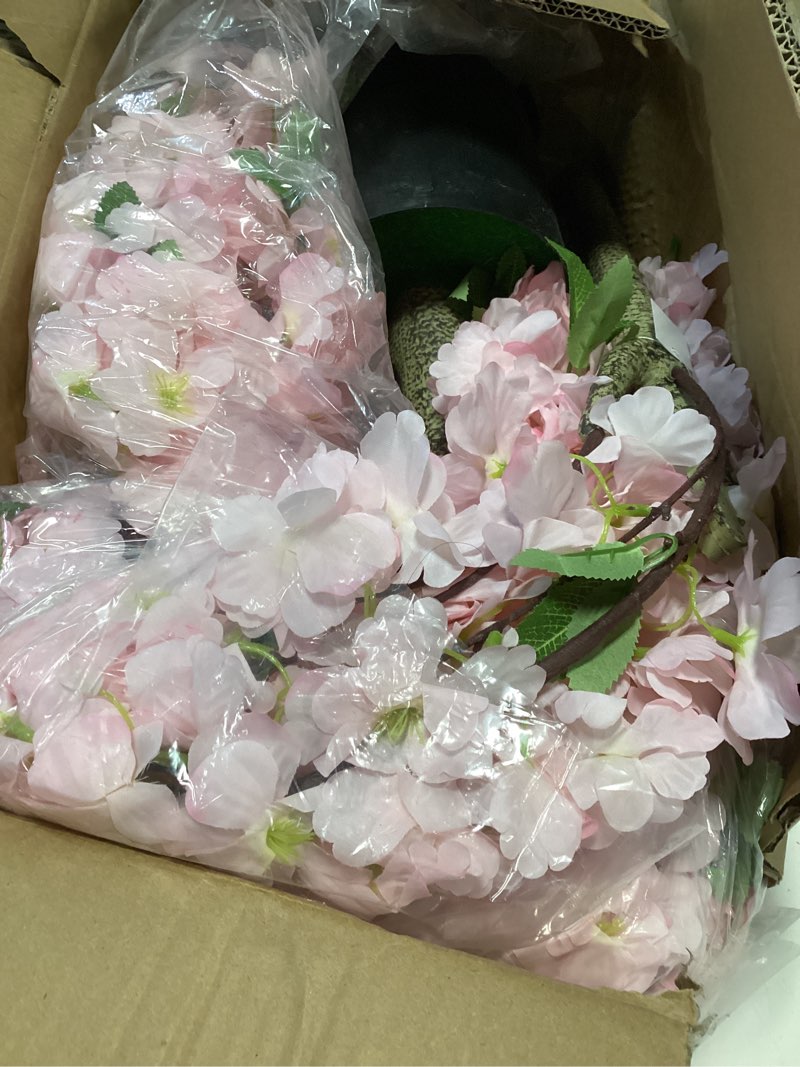 Condition photo showing As Is for 6Ft Tall Cherry Blossom Artificial Tree,Fake Pink Cherry Blossom Tree,Lifelike Decorative Plant in Pot for Indoor/Outdoor, Christmas, Garden,Home Office Dec