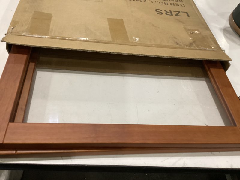 Condition photo showing As Is for lzrs clear dog gate for indoor use - transparent pet fence with solid hardwood and plastic board, stylish & durable freestanding pet gate for doorways, stairs and hallways-2 panel cherry 24"height-2 panel cherry