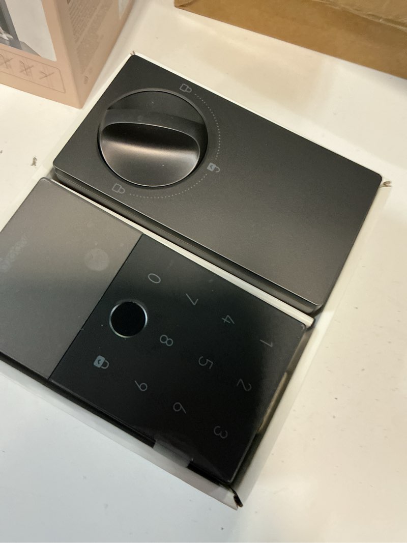 Condition photo showing New/Like New for aqara smart lock u100, fingerprint keyless entry door lock with apple home key, touchscreen keypad, bluetooth electronic deadbolt, ip65 weatherproof, supports apple homekit, alexa, google, ifttt, gray