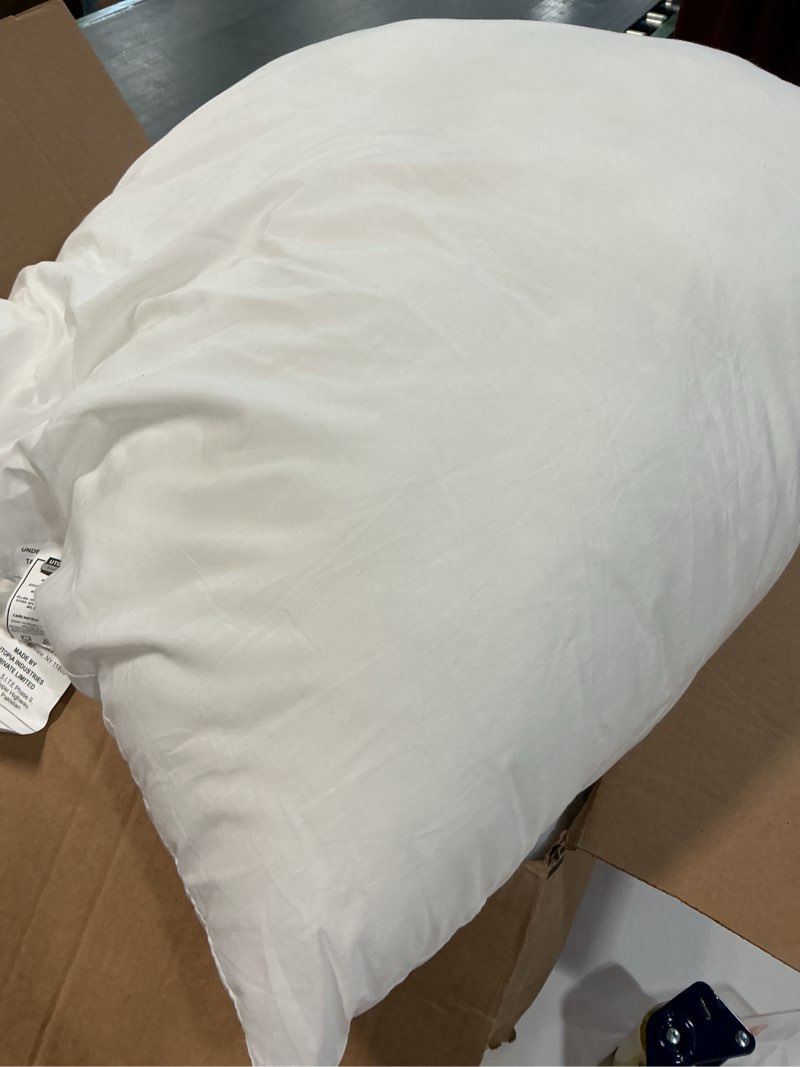 Condition photo showing As Is for Utopia Bedding 26x26 Pillow Inserts, Set of 2, White – Indoor Decorative Throw Pillows for Bed, Sofa & Couch – Soft, Supportive & Fluffy Cushion Inserts