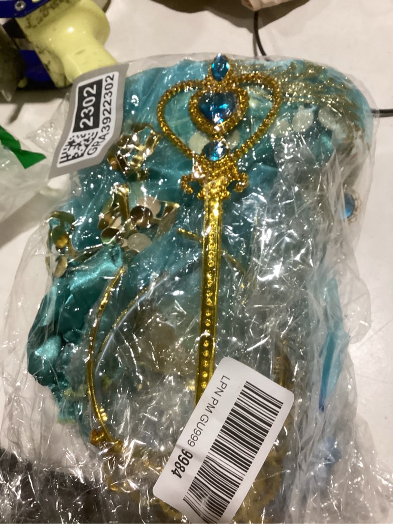 Condition photo showing New/Like New for girls jasmine arabian princess jasmine cosplay costume with headband accessories for kids (140(7-8t)) 140(7-8t) jasmine costume with accessories