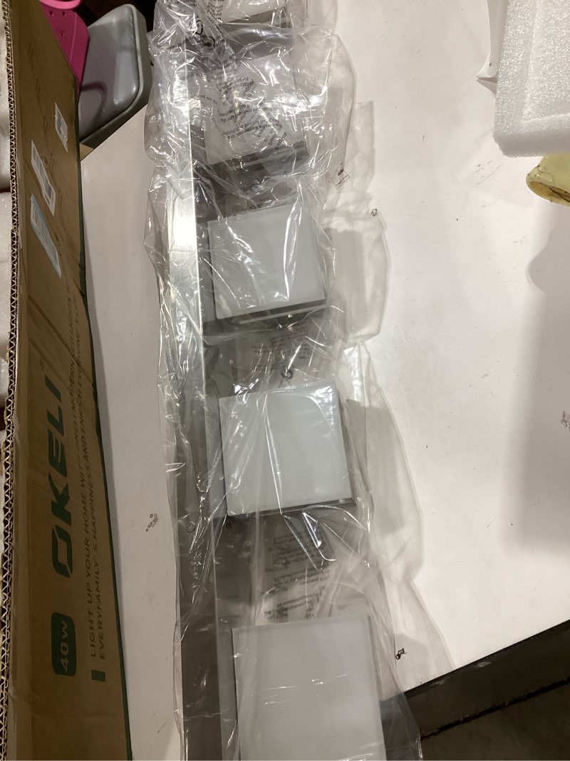 Condition photo showing New/Like New for okeli 5 light bathroom vanity light brushed nickel modern 36w led dimmable vanity light over mirror 350° adjustable lamp head cold white 6000k etl listed 36.2inch brushed nickel 5 light - 36.2 inch