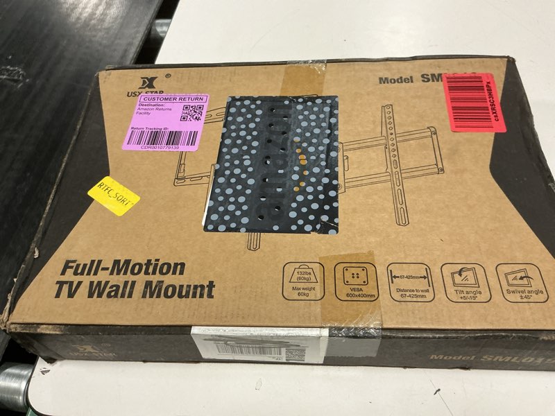 Condition photo showing New/Like New for usx star ul listed full motion tv wall mount bracket for most 37-90 inch tvs, swivel tilt extension level tv mount, max vesa 600x400mm, holds up to 132lbs & 16" wood studs with hole drilling template 37-90inch