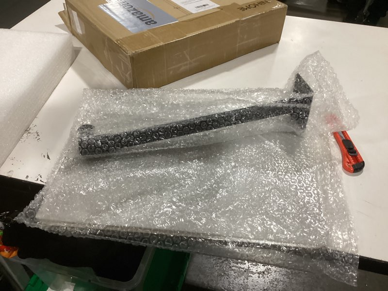 Condition photo showing As Is for ( missing a pole and base)NiHome Minimalist Height Adjustable End Table, 360° Rotatable Sofa Armrest Side Tray Table, Adjustable Legs Space-Saving Couch Bedside TV Tray C-Shaped End Table Snack Table for Eating (Gray) Grey