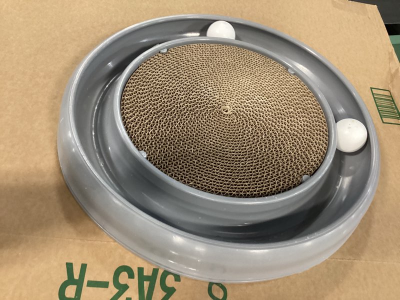 Condition photo showing As Is for Interactive Cat Ball Track Toy for Indoor Cats, Cat Scratching Board & Exercise Set for Bored Indoor Adult and Kitten Mental & Physical Stimulation, with Spare Ball to Prevent Loss (Grey)