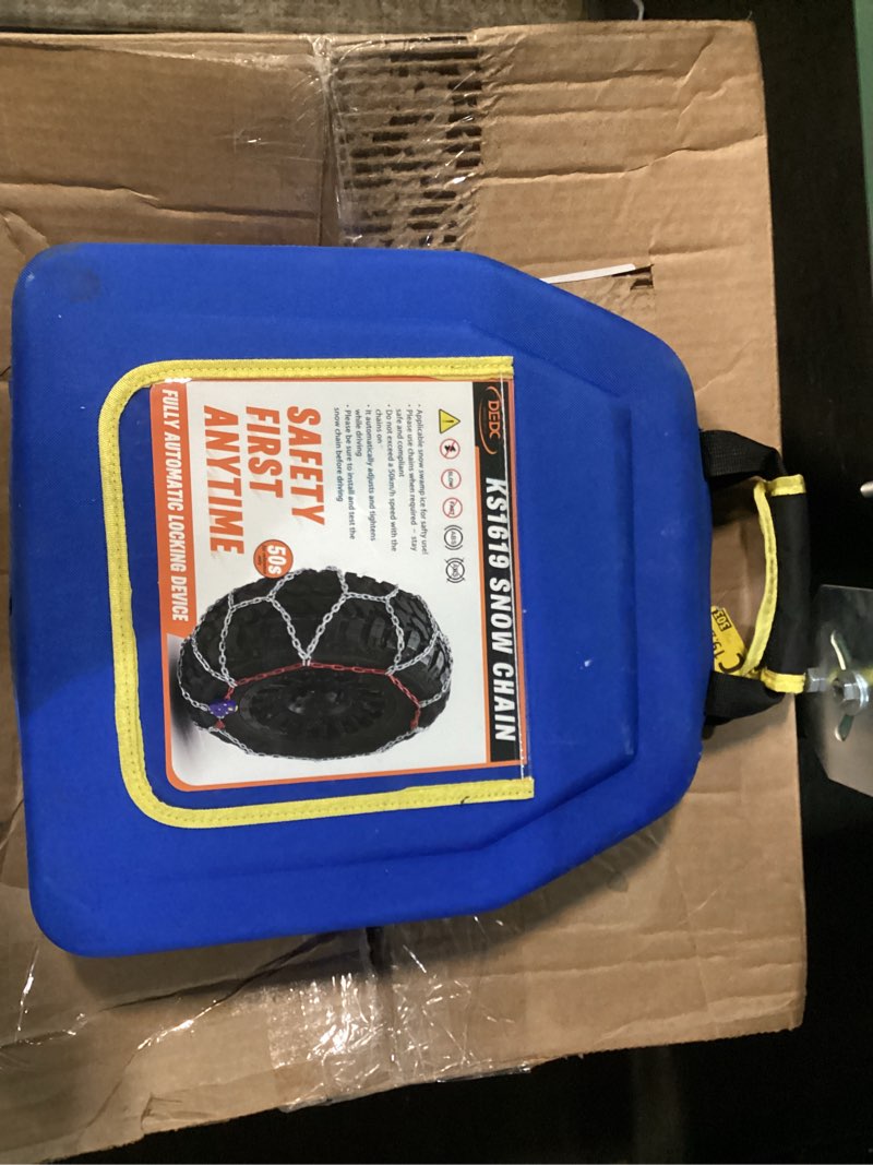 Condition photo showing As Is for DEDC Auto Lock Snow Tire Chains,1Min Quick,4.5mm Enhance Manganese Steel Heavy Anti Skid Chain for Off Road SUV And Pickup Trucks Traction Ice Iced Cold Road 255 265 275 285 295 305 Set of 2 (KS1619)