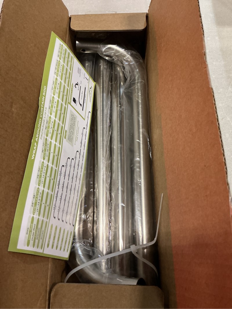 Condition photo showing Good Condition for nickel wrap around curtain rods:blackout heavy duty adjustable window curtain rod for bedroom kitchen,modern decorative curved french metal single drapery rod easy install,satin nickel 28-60" brushed nickel 28-60"