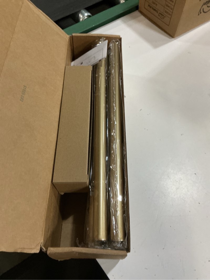 Condition photo showing New/Like New for 2 pack heavy duty curtain rods for windows 28 to 48 inch, 1 inch gold curtain rods set of 2 pack for outdoor, farmhouse, bedroom, adjustable easy install drapery rod (a2,gold,30"-60"-2pack) 30"-60"|2pack gold