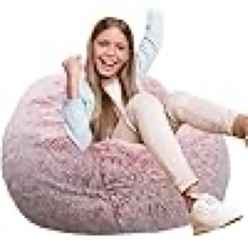 fluffy bean bag chair for kids, 0.76mt round memory foam bean bag chair for teens and children, ultra soft faux fur fabric bean bag chair for playroom, living room, bedroom